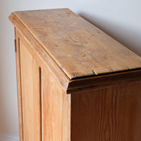 Victorian shallow pine storage cupboard top view