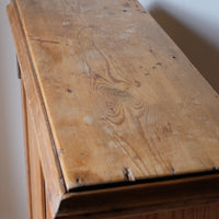 Victorian shallow pine storage cupboard top view