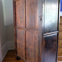 back of an Antique Painted Chinese Apothecary-Style Cabinet with 57 Drawers and Calligraphy