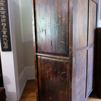 side view Painted Chinese bank of 57 drawers with hand-painted calligraphy