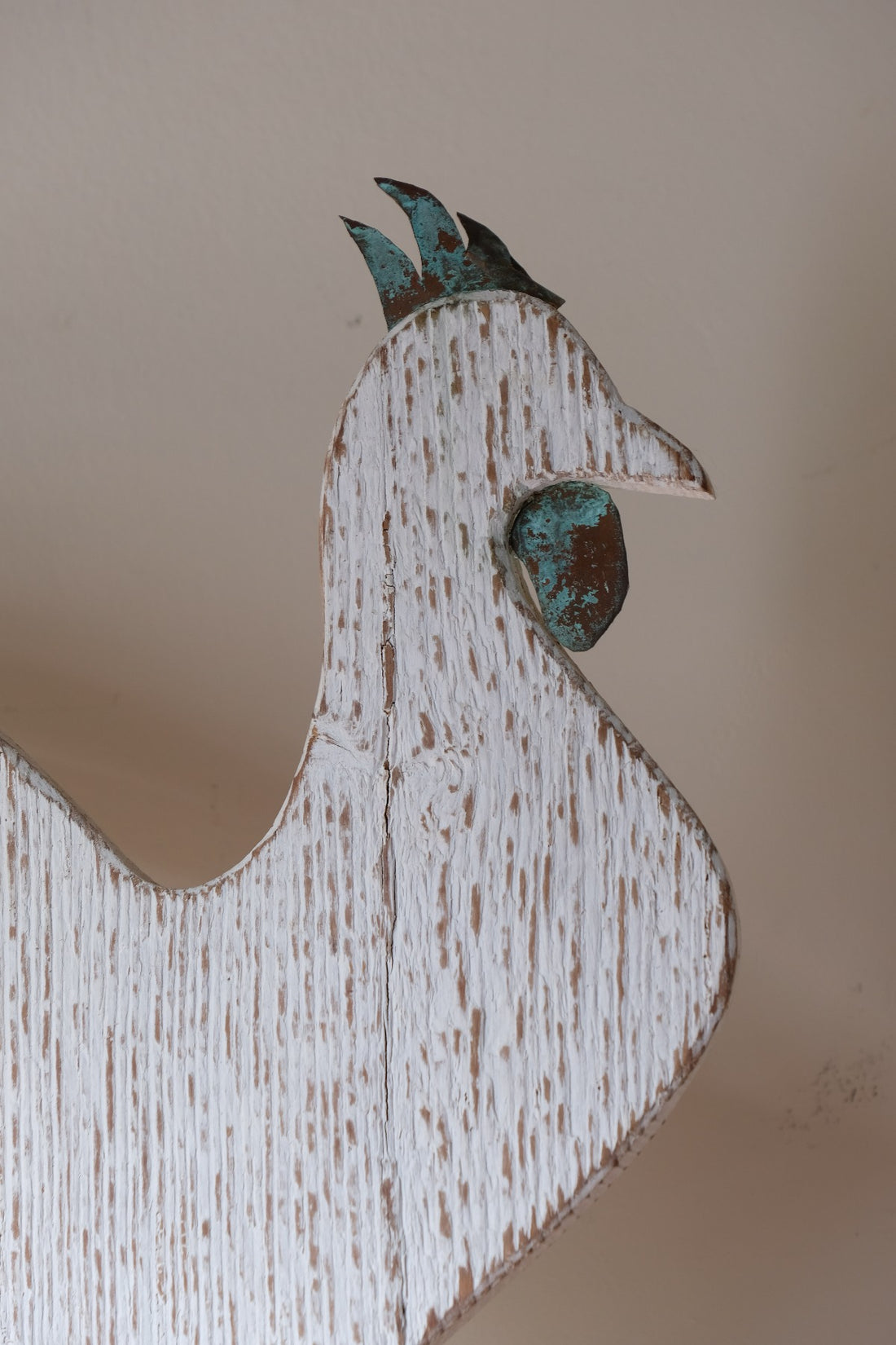 Martin Scorey primitive folk art cockerel sculpture on driftwoo