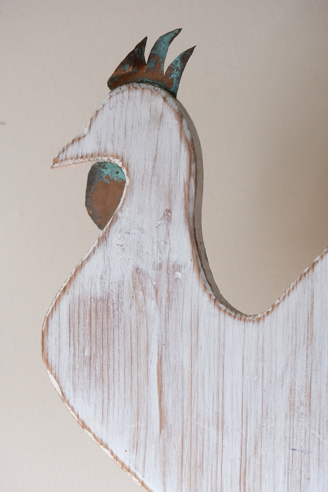 Hand-painted Martin Scorey folk art cockerel with copper crest