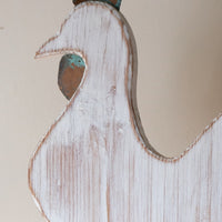 Hand-painted Martin Scorey folk art cockerel with copper crest