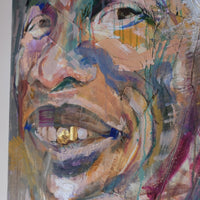 Man with Gold Tooth – Neo-Expressionism Oil Portrait by Sandra Shashou, 2005