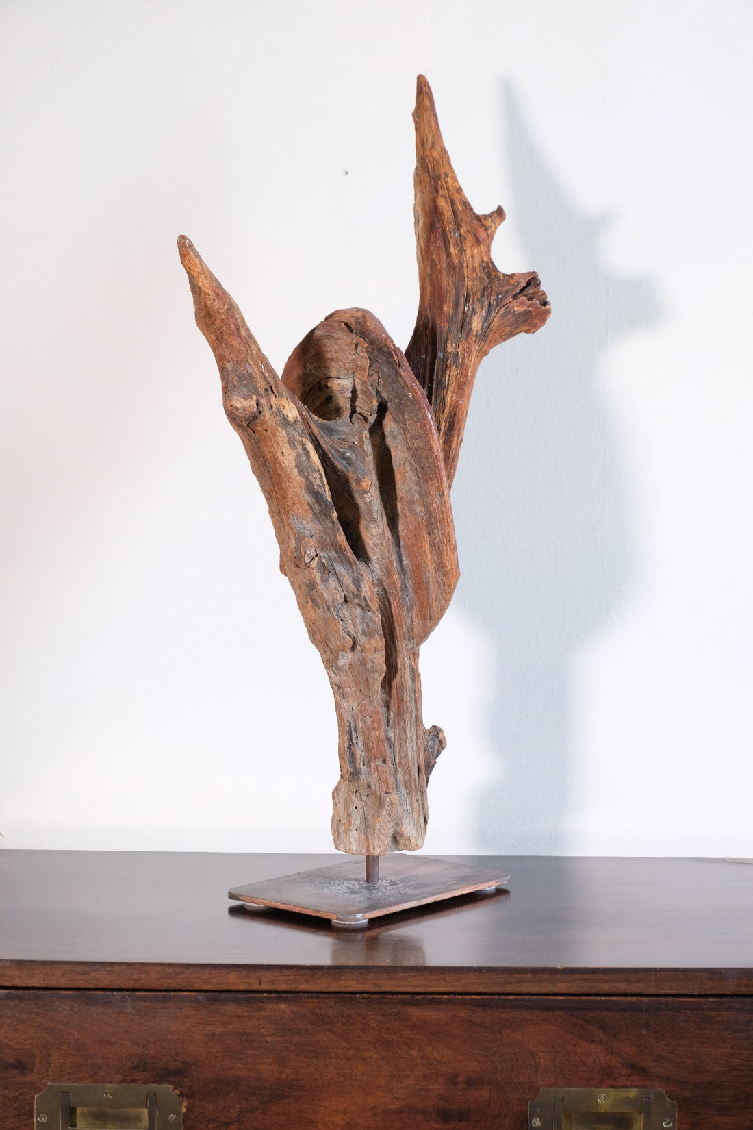 Primitive Carved Driftwood Folk Art Face Sculpture from Beachfound Wood