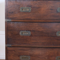 Mid-Century Campaign Style Mahogany Chest with Three Graduated Drawers