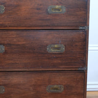 Mid-Century Campaign Style Mahogany Chest with Three Graduated Drawers
