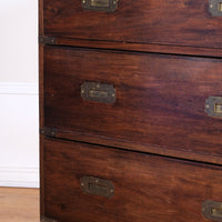 Mid-Century Campaign Style Mahogany Chest with Three Graduated Drawers