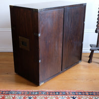 Mid-Century Campaign Style Mahogany Chest with Three Graduated Drawers