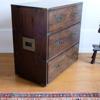 Mid-Century Campaign Style Mahogany Chest with Three Graduated Drawers