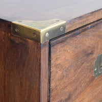 Mid-Century Campaign Style Mahogany Chest with Three Graduated Drawers