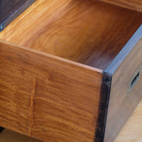 Mid-Century Campaign Style Mahogany Chest with Three Graduated Drawers