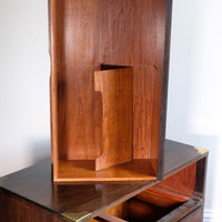 Mid-Century Campaign Style Mahogany Chest with Three Graduated Drawers