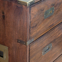 Mid-Century Campaign Style Mahogany Chest with Three Graduated Drawers