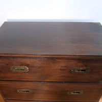Mid-Century Campaign Style Mahogany Chest with Three Graduated Drawers