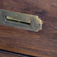 Mid-Century Campaign Style Mahogany Chest with Three Graduated Drawers