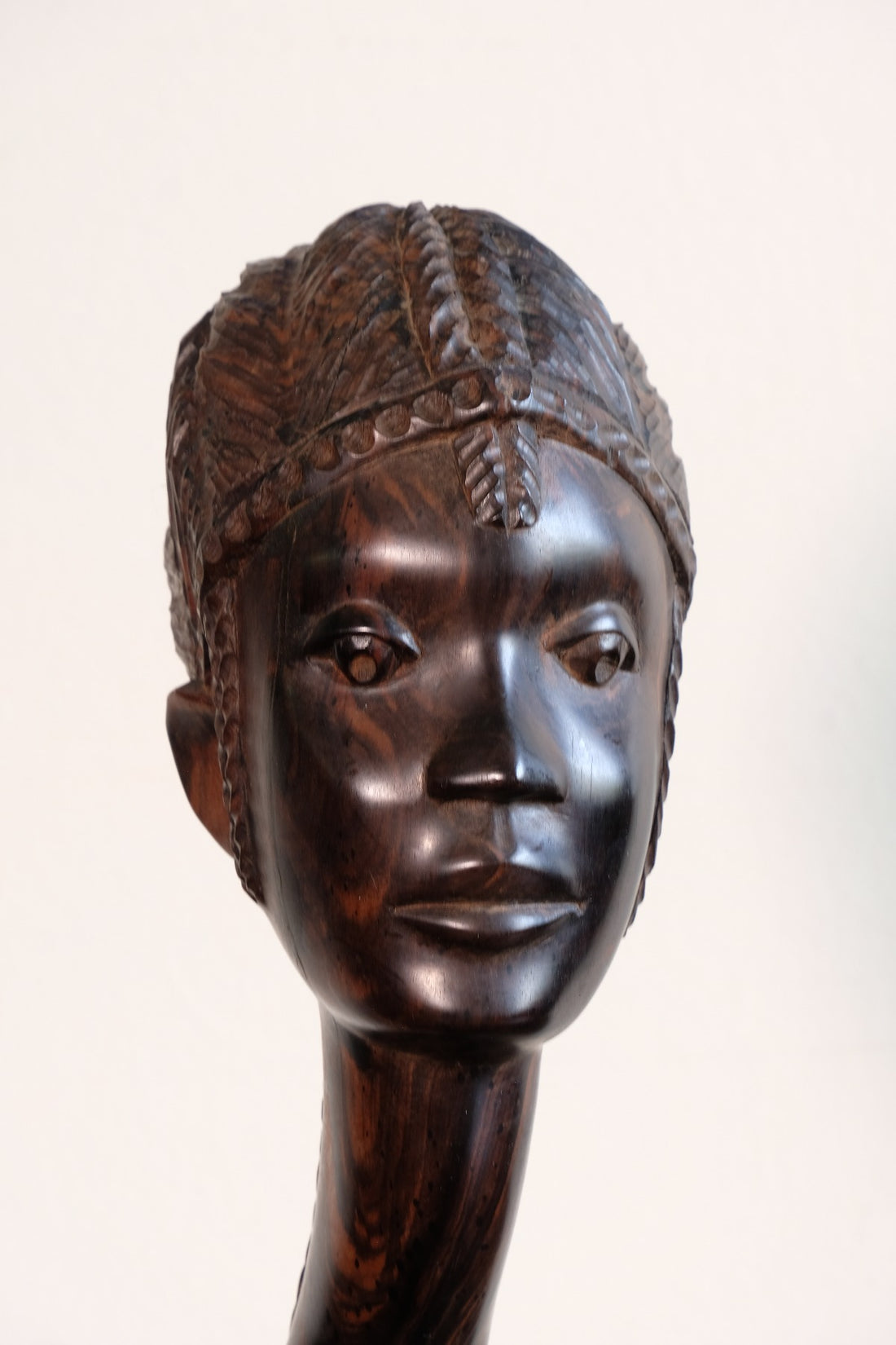 Carved Ebony Female Bust Sculpture Roland Ogiamien 1980 African Art