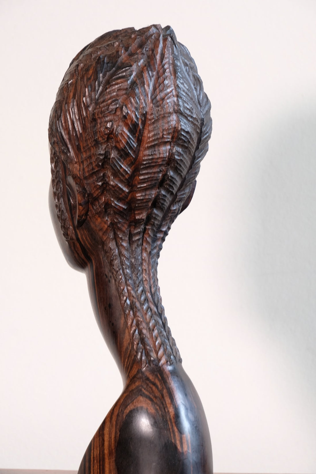 Carved Ebony Female Bust Sculpture Roland Ogiamien 1980 African Art