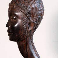 Carved Ebony Female Bust Sculpture Roland Ogiamien 1980 African Art