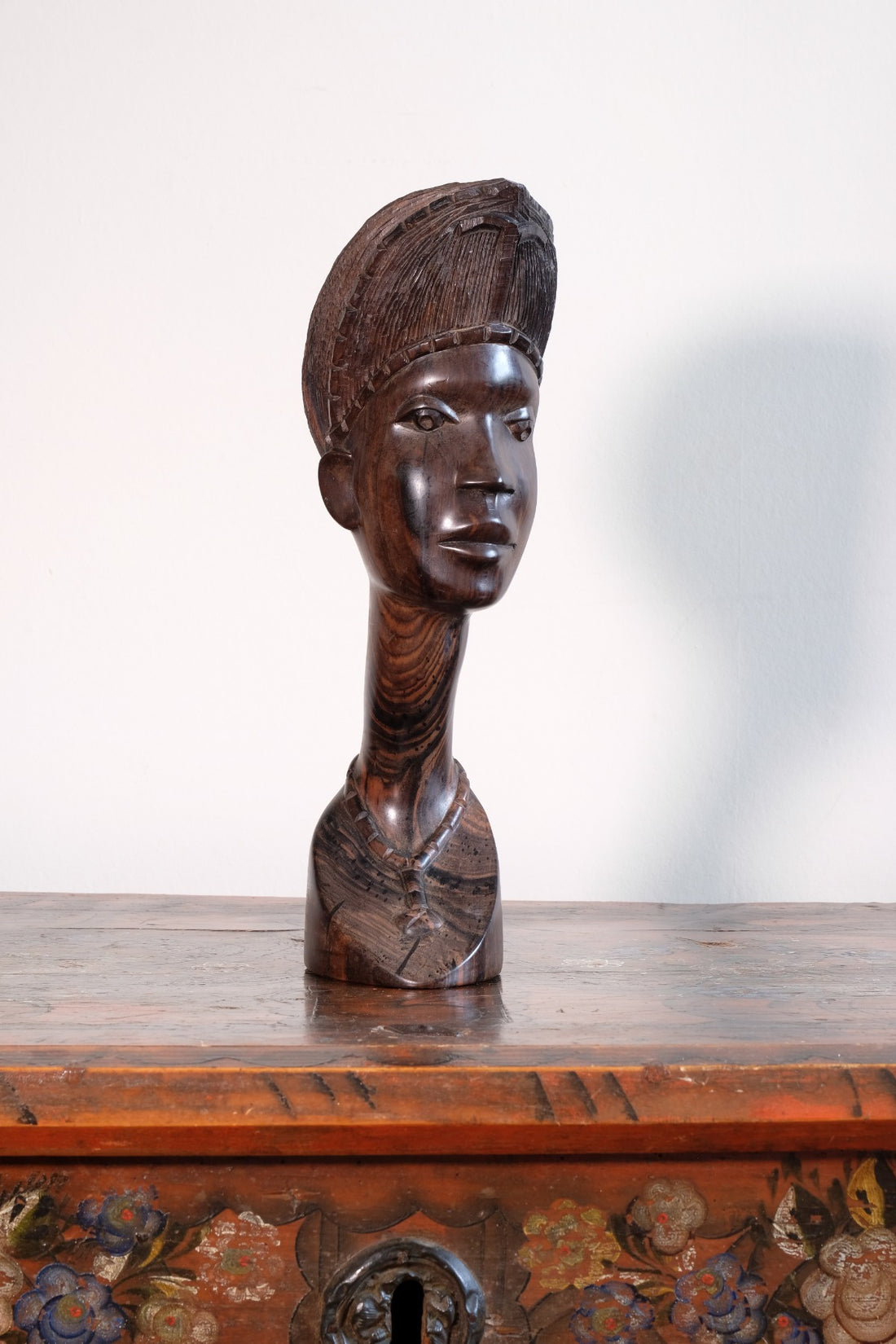 Carved Ebony Male Bust Sculpture Roland Ogiamien 1980 African Art