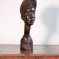 Carved Ebony Male Bust Sculpture Roland Ogiamien 1980 African Art