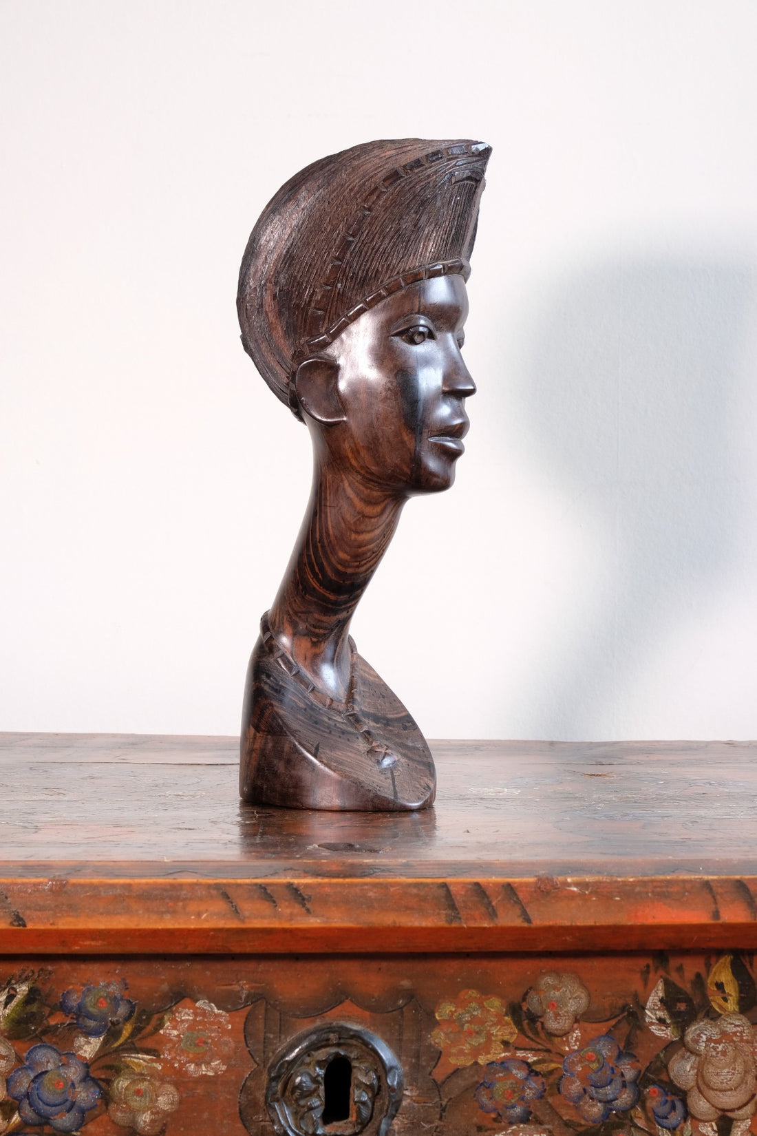 Carved Ebony Male Bust Sculpture Roland Ogiamien 1980 African Art