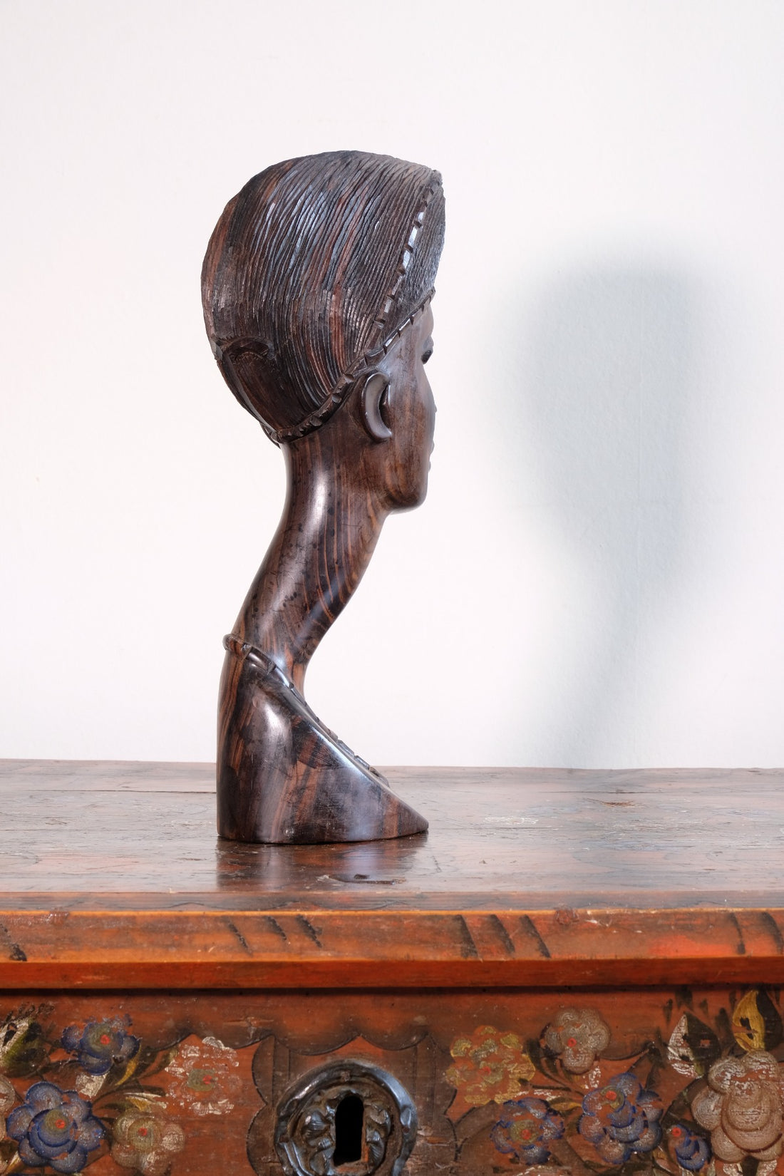 Carved Ebony Male Bust Sculpture Roland Ogiamien 1980 African Art