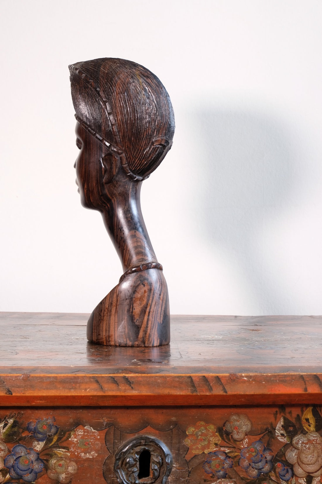 Carved Ebony Male Bust Sculpture Roland Ogiamien 1980 African Art