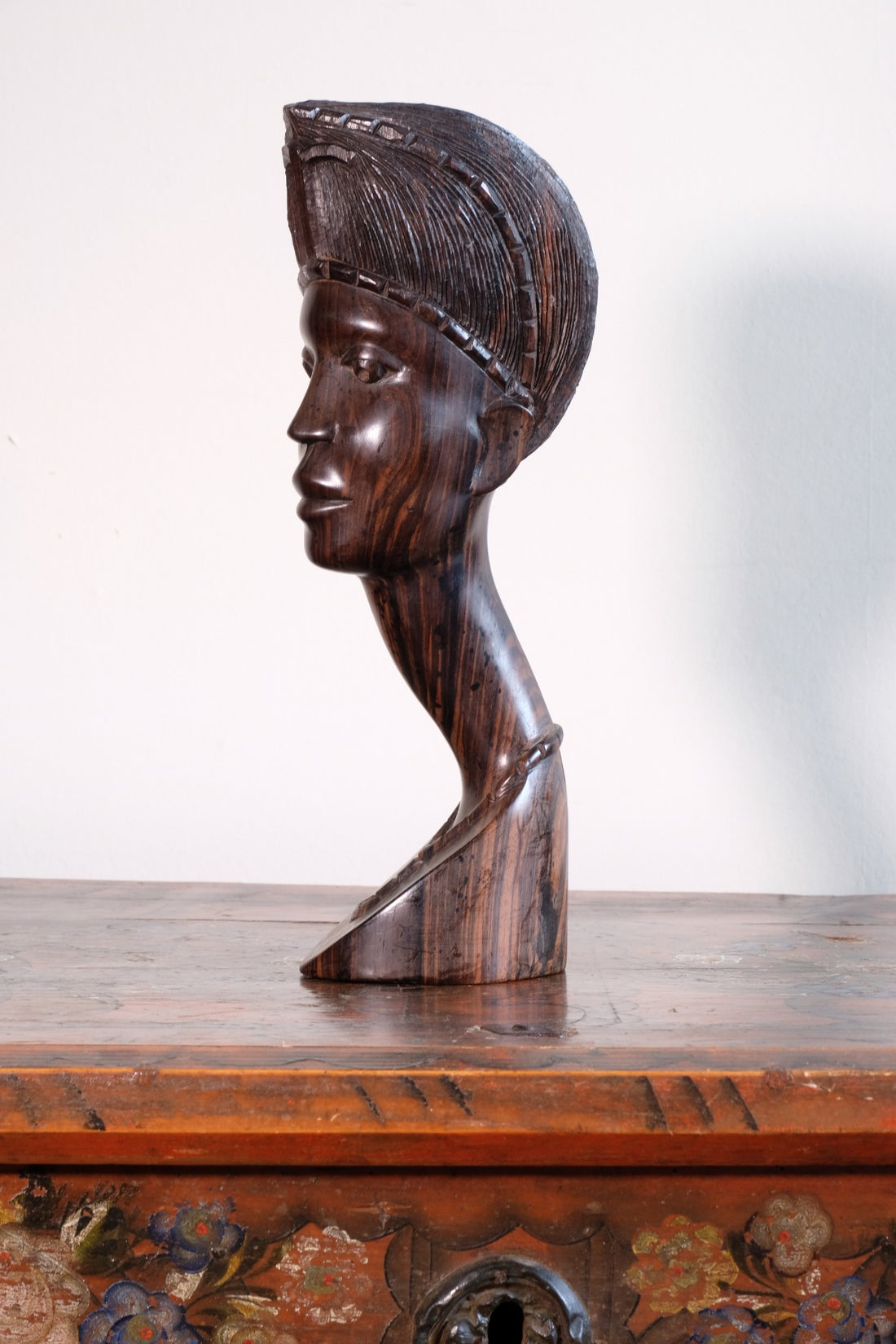 Carved Ebony Male Bust Sculpture Roland Ogiamien 1980 African Art
