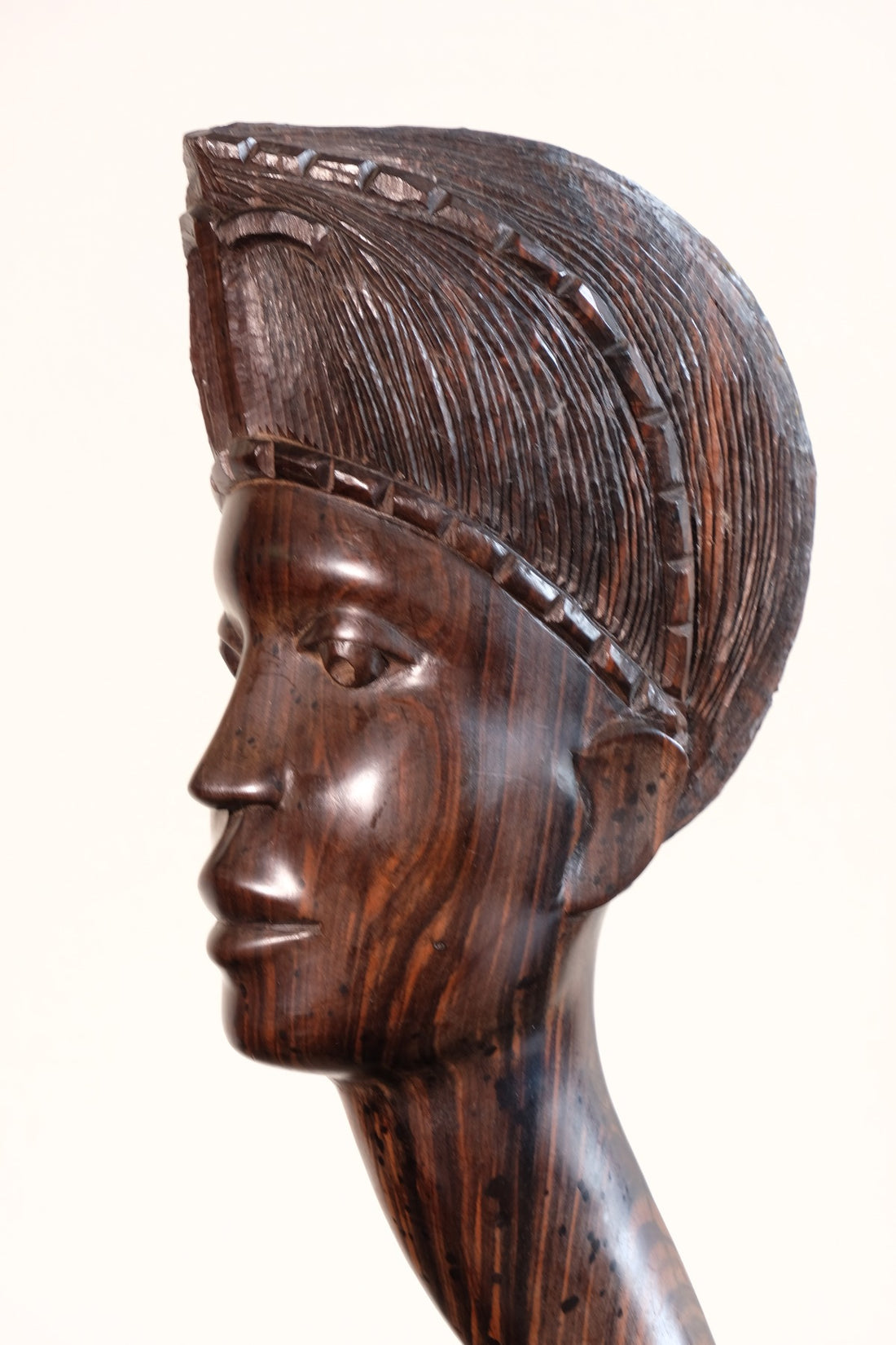 Carved Ebony Male Bust Sculpture Roland Ogiamien 1980 African Art