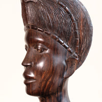 Carved Ebony Male Bust Sculpture Roland Ogiamien 1980 African Art