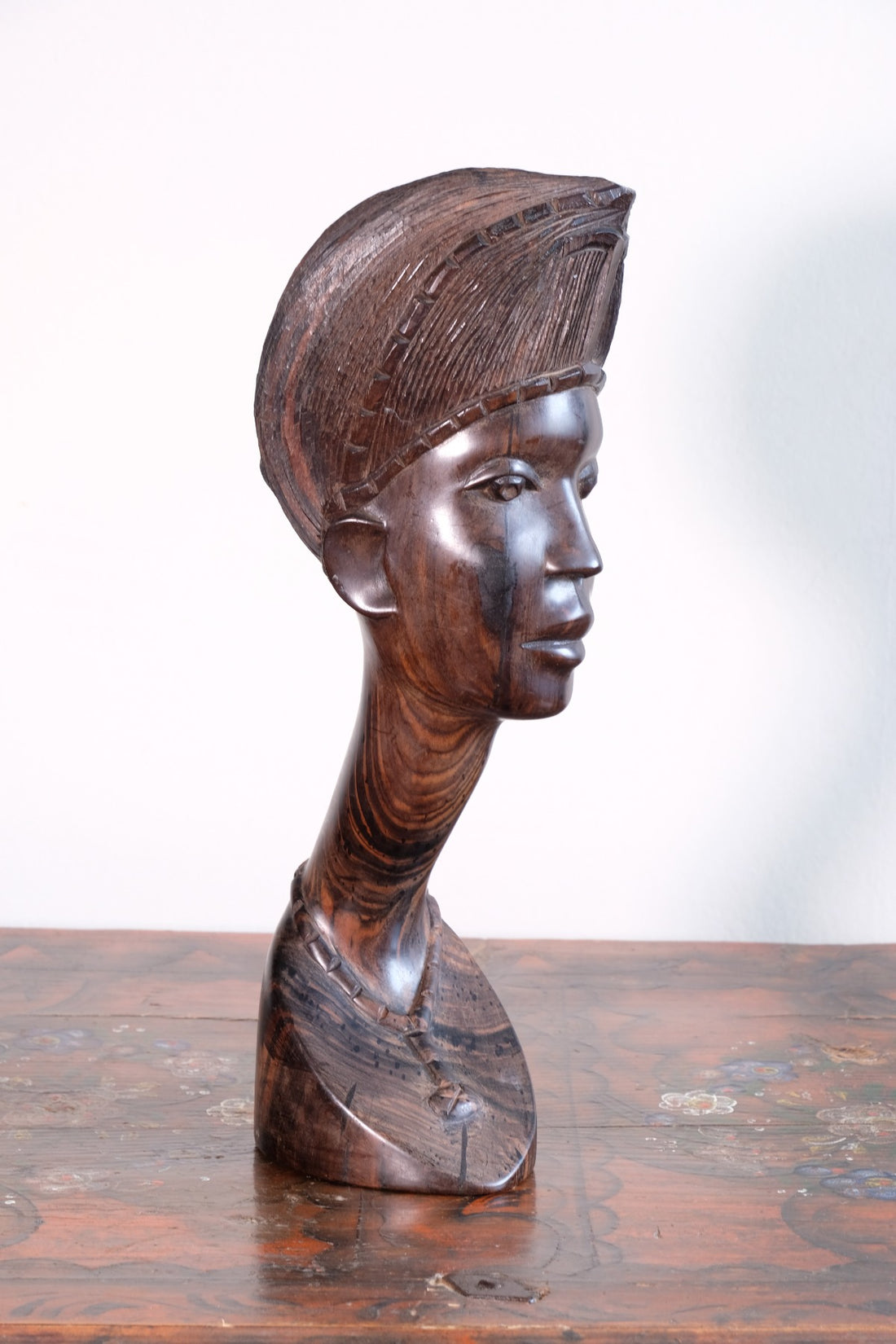 Carved Ebony Male Bust Sculpture Roland Ogiamien 1980 African Art