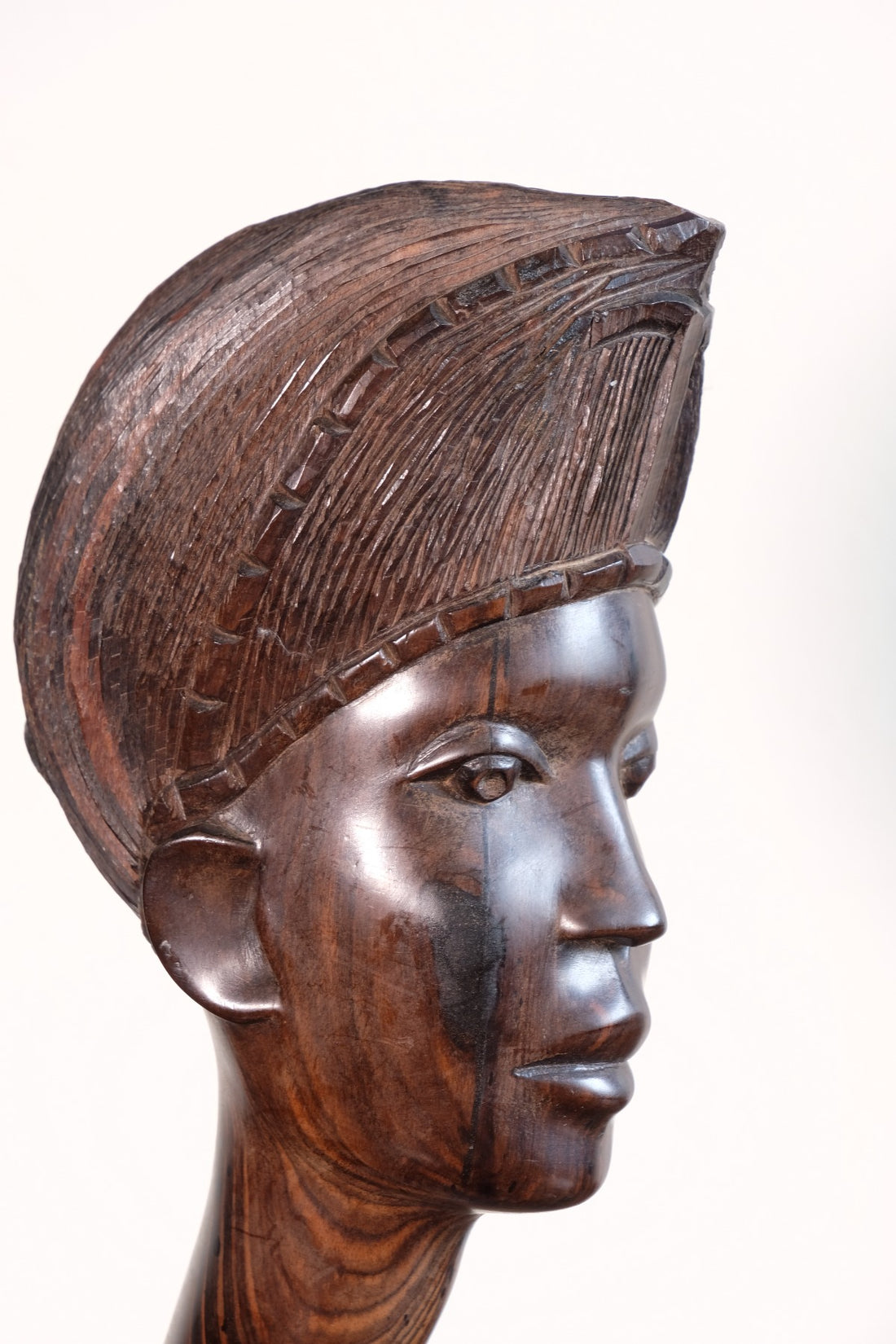 Carved Ebony Male Bust Sculpture Roland Ogiamien 1980 African Art
