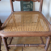 Pair Regency Armchairs Brass Inlay Cane Seats circa 1810