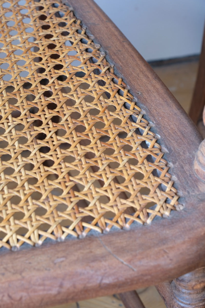 Pair Regency Armchairs Brass Inlay Cane Seats circa 1810