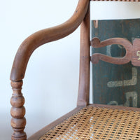 Pair Regency Armchairs Brass Inlay Cane Seats circa 1810