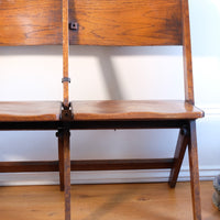 Antique Oak Folding Chapel Saddle Seat Bench Circa 1910