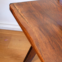 Antique Oak Folding Chapel Saddle Seat Bench Circa 1910