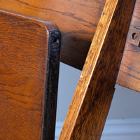 Antique Oak Folding Chapel Saddle Seat Bench Circa 1910