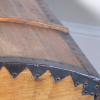 antique rustic pine domed trunk with iron straps circa 1880