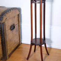 Antique Mahogany Torchère or Plant Stand with Pierced Gallery