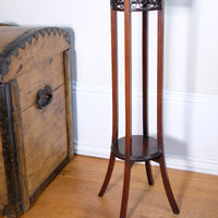 Antique Mahogany Torchère or Plant Stand with Pierced Gallery