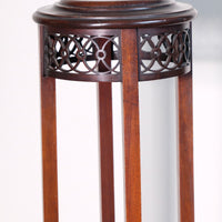 Antique Mahogany Torchère or Plant Stand with Pierced Gallery