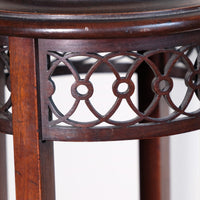 Antique Mahogany Torchère or Plant Stand with Pierced Gallery