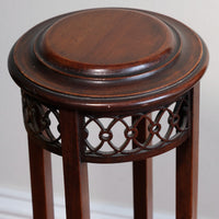 Antique Mahogany Torchère or Plant Stand with Pierced Gallery