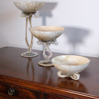 Set of Three Venetian‑Style Tazza Stemmed Glasses