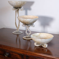 Set of Three Venetian‑Style Tazza Stemmed Glasses