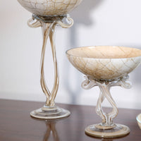 Set of Three Venetian‑Style Tazza Stemmed Glasses