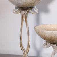 Set of Three Venetian‑Style Tazza Stemmed Glasses
