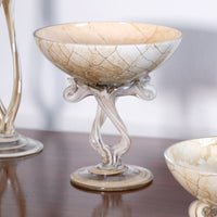 Set of Three Venetian‑Style Tazza Stemmed Glasses